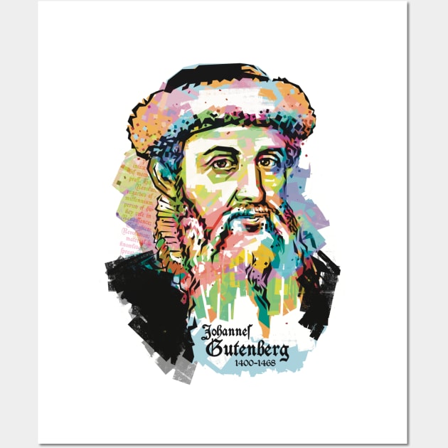 Johannes Gutenberg WPAP Wall Art by BAJAJU